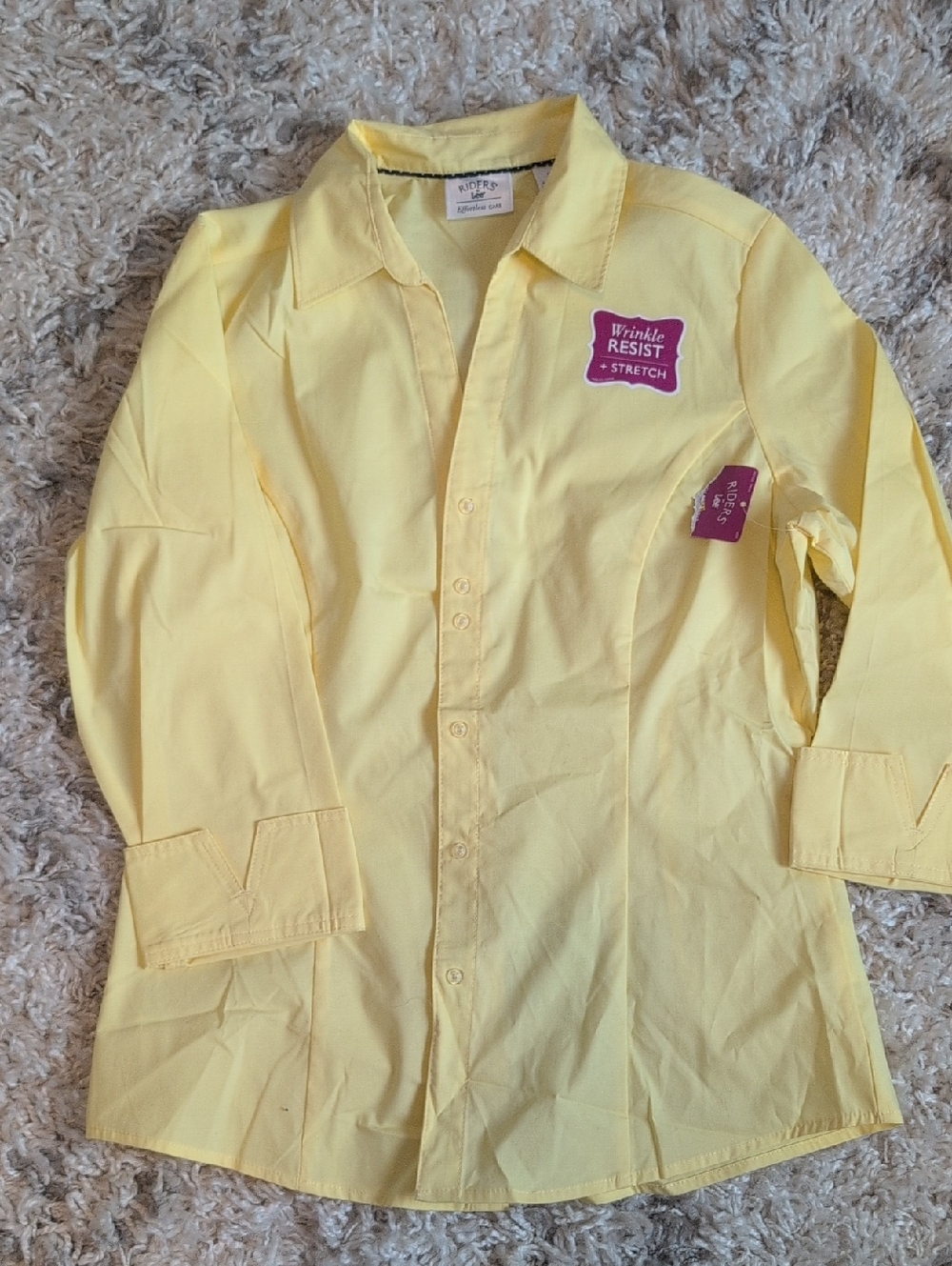 Women's Lee Yellow Half-Sleeve Button Shirt, Size M, NWT